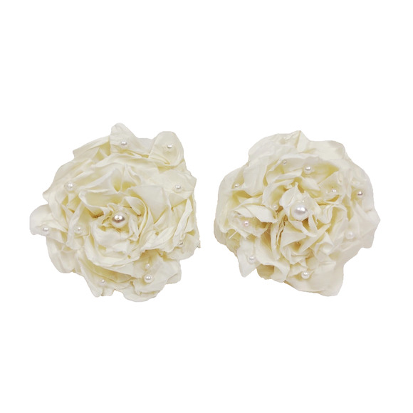 Ivory White Shoe Bows Flower Shoe Clips Prom Wedding Accessories 2 pc J.Crew - Picture 3 of 7